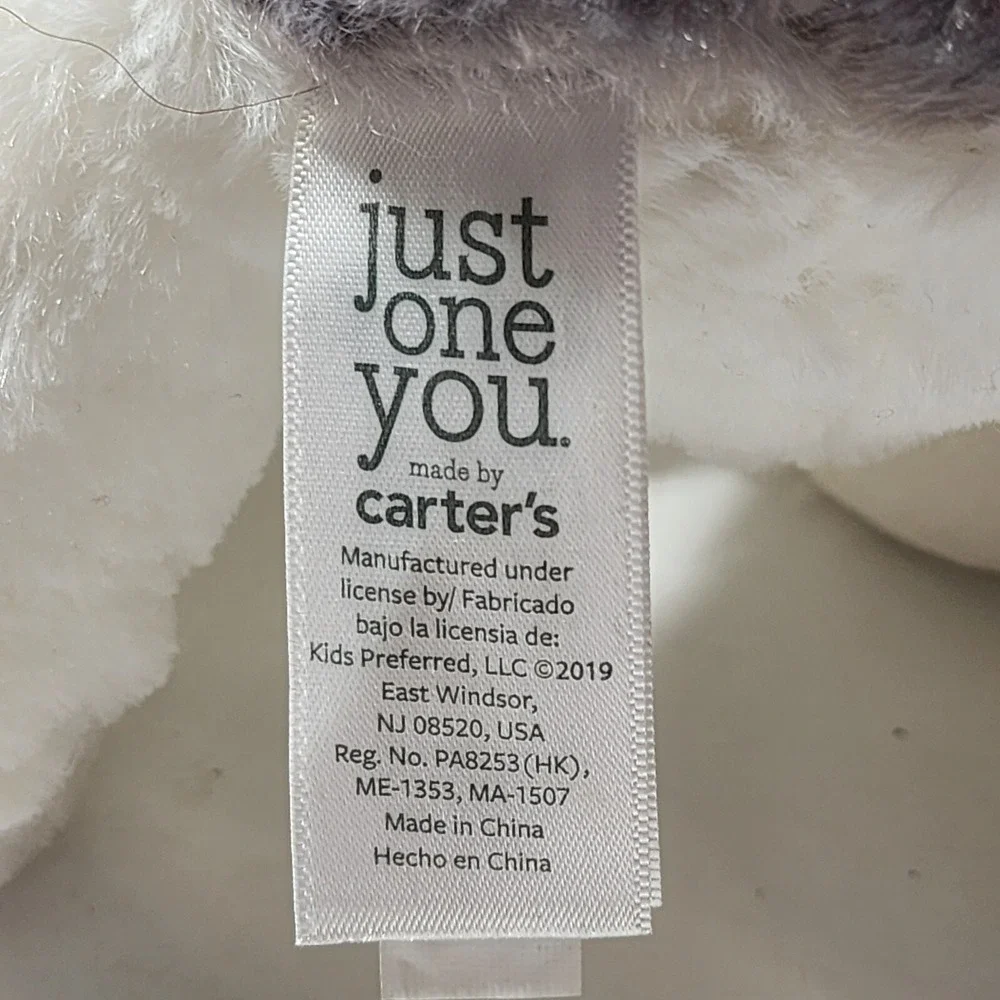 Just One You Carter's Gray & White Sheepdog Puppy Dog Plush Lovey 9